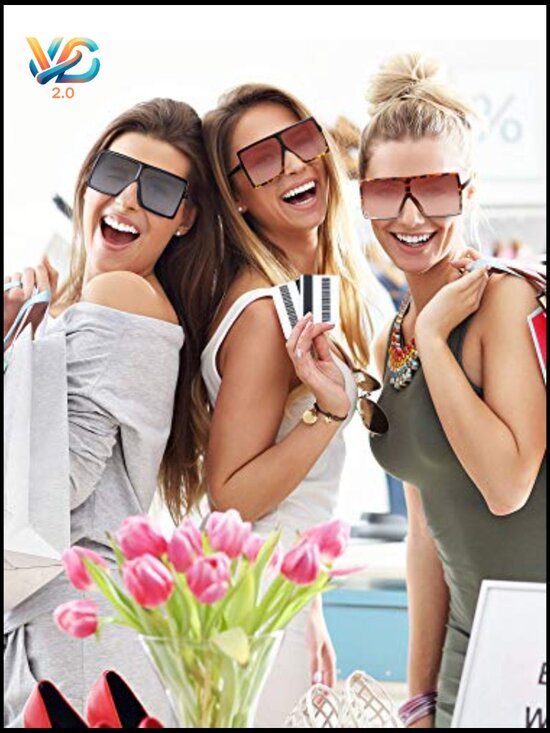 Oversized Square Sunglasses 6 Pack Classic Retro Y2K Shield Shades for Women main image 7
